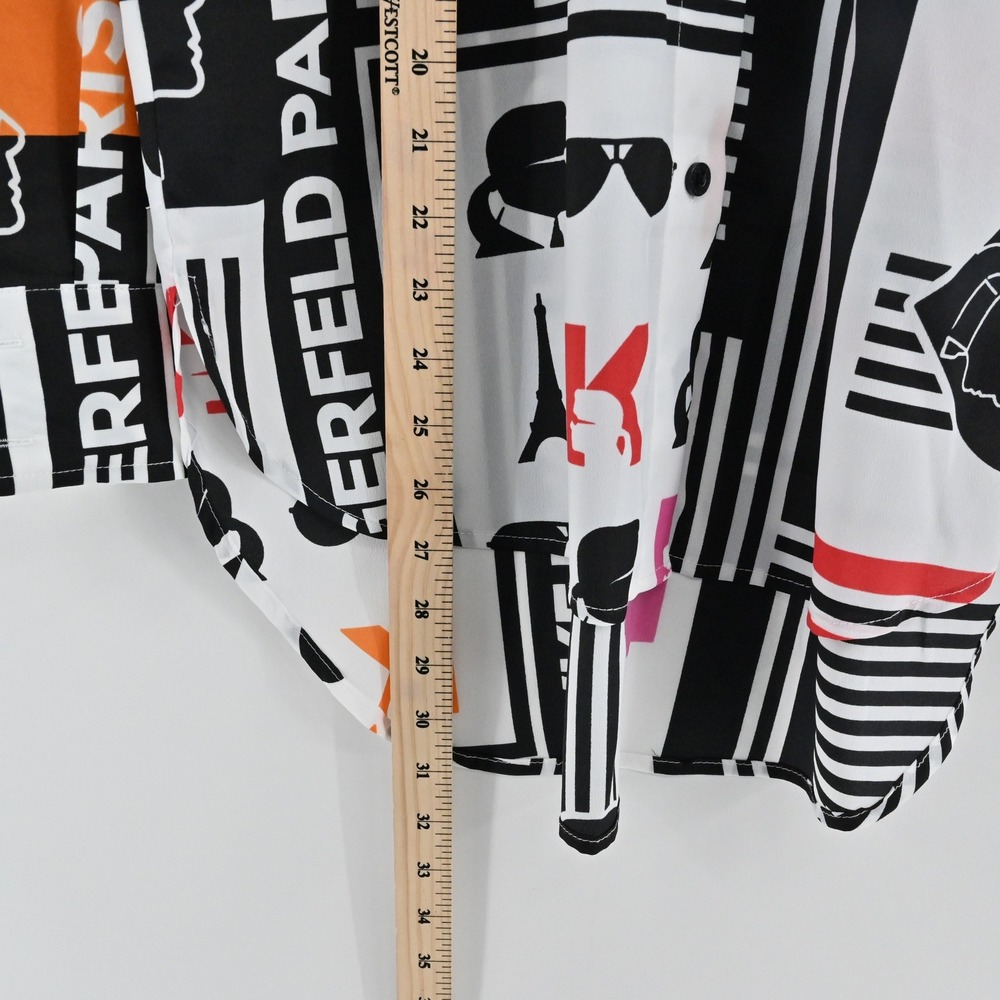 Karl Lagerfeld Paris Button Down Shirt Womens Size XS Pop Art Graphic Maximalist - Picture 4 of 9